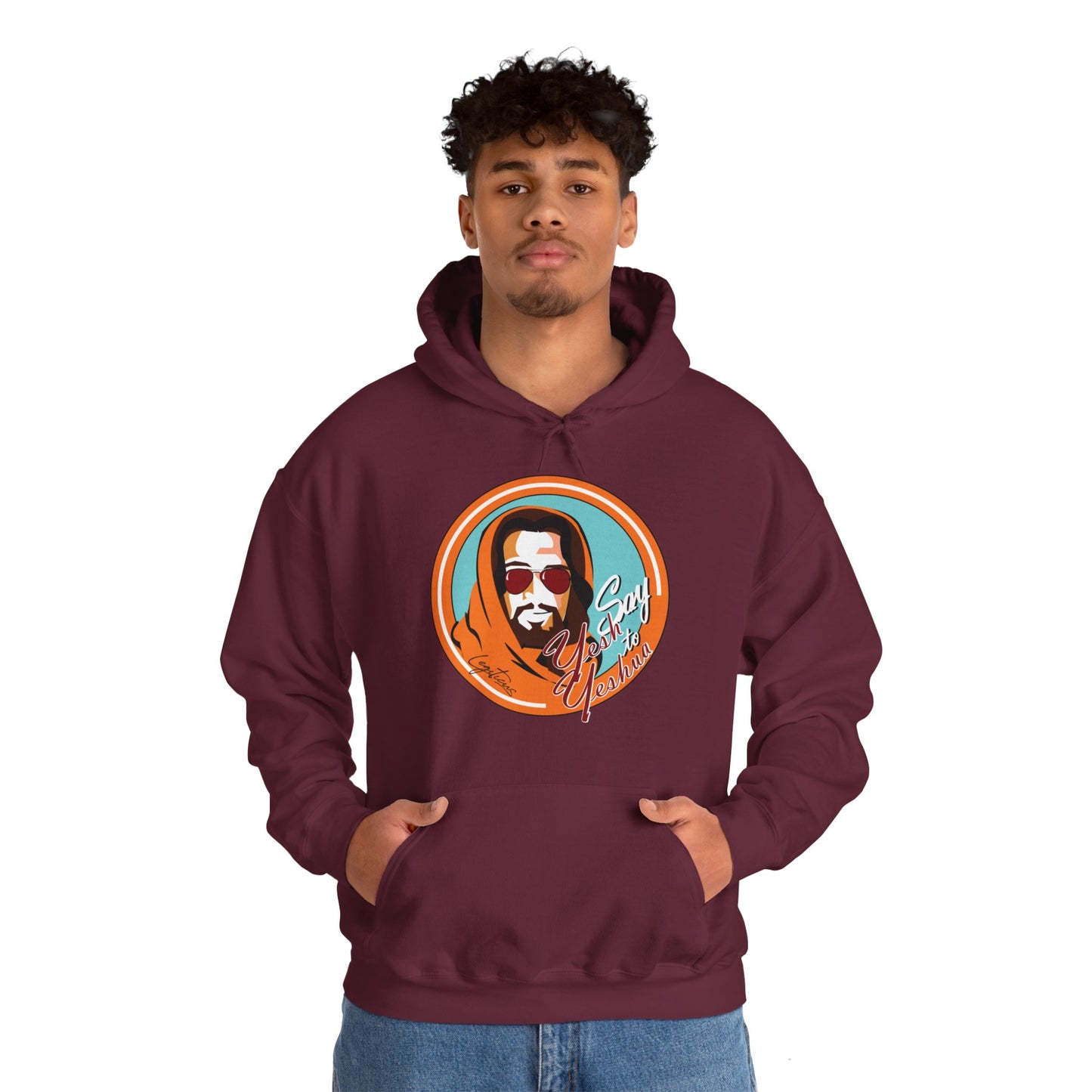 Say Yesh to Yeshua blue and orange Hooded Sweatshirt