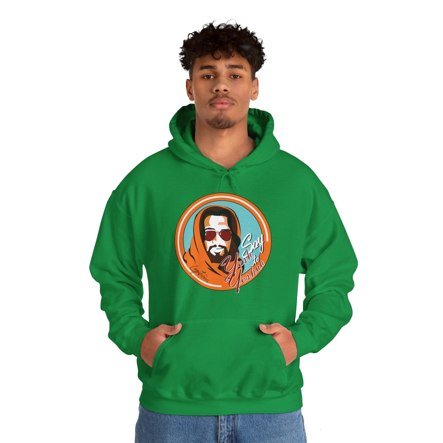 Say Yesh to Yeshua blue and orange Hooded Sweatshirt