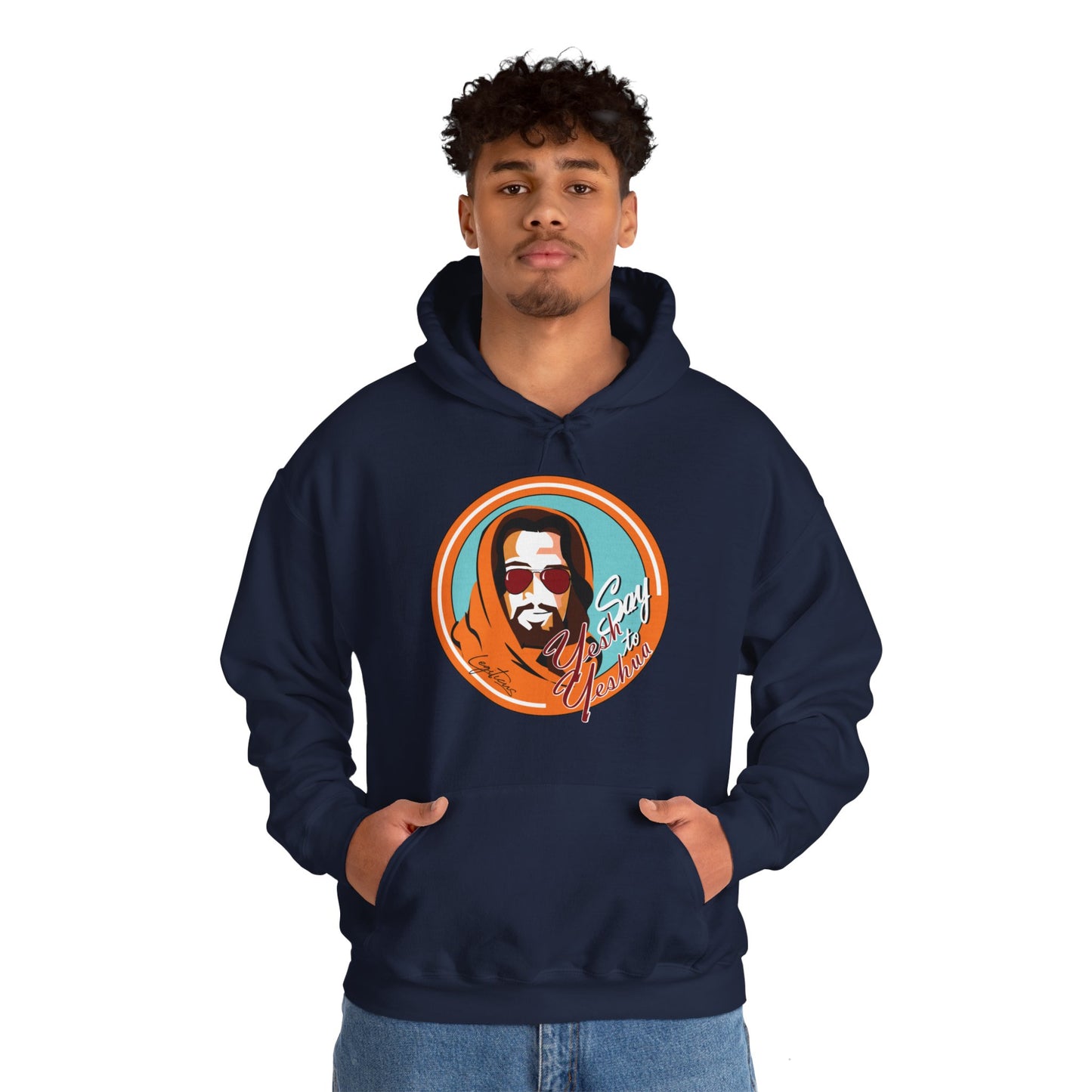 Say Yesh to Yeshua blue and orange Hooded Sweatshirt