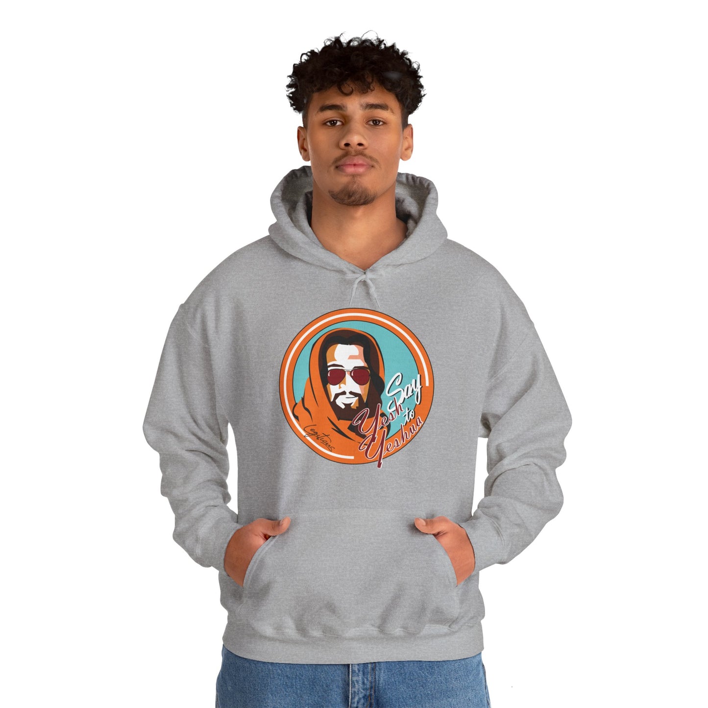 Say Yesh to Yeshua blue and orange Hooded Sweatshirt