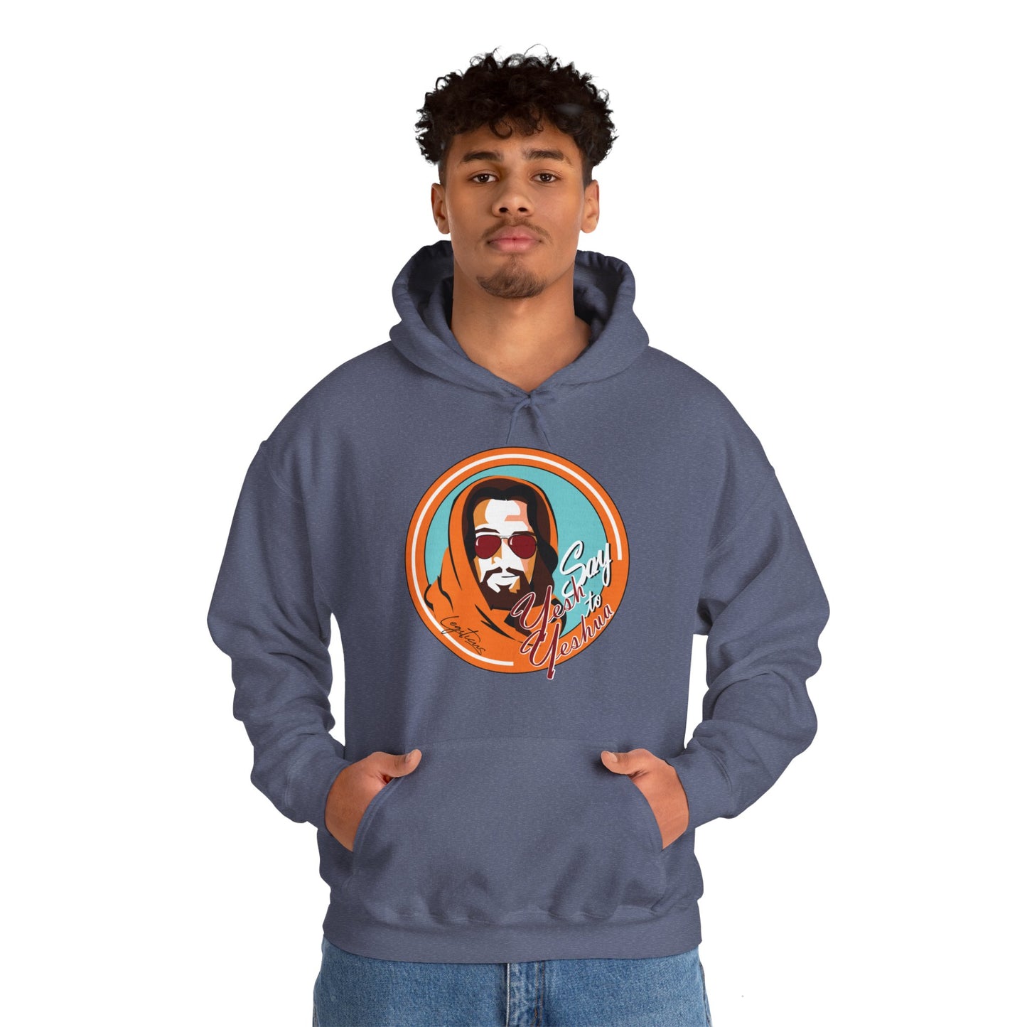 Say Yesh to Yeshua blue and orange Hooded Sweatshirt