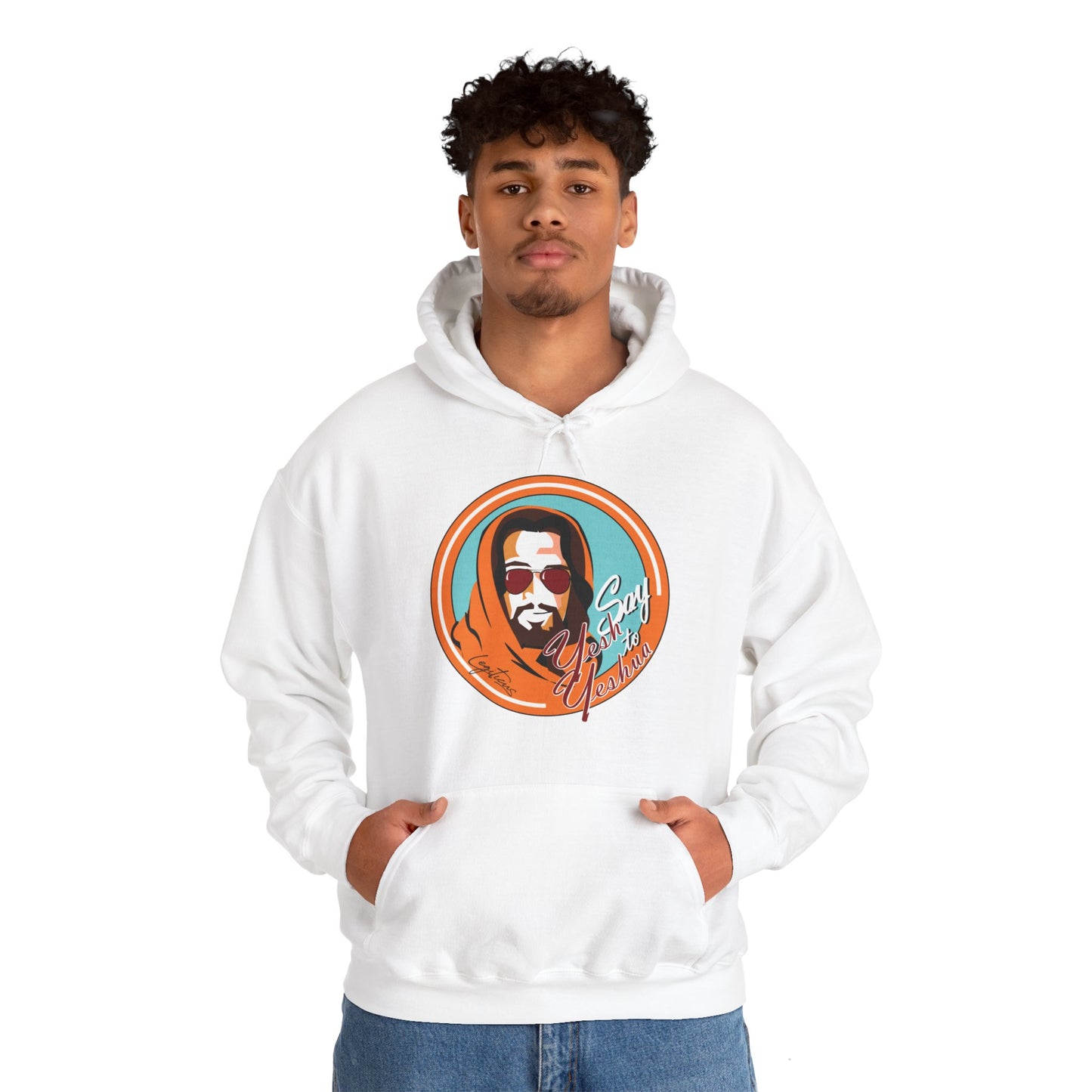 Say Yesh to Yeshua blue and orange Hooded Sweatshirt