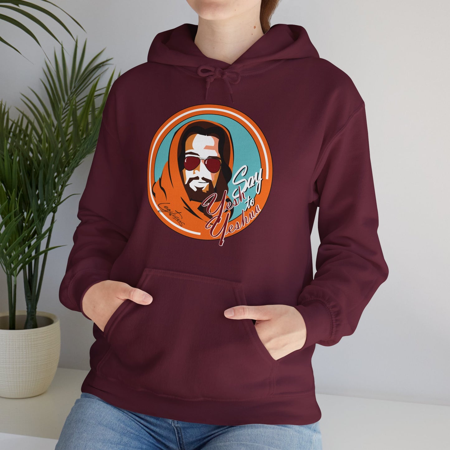 Say Yesh to Yeshua blue and orange Hooded Sweatshirt