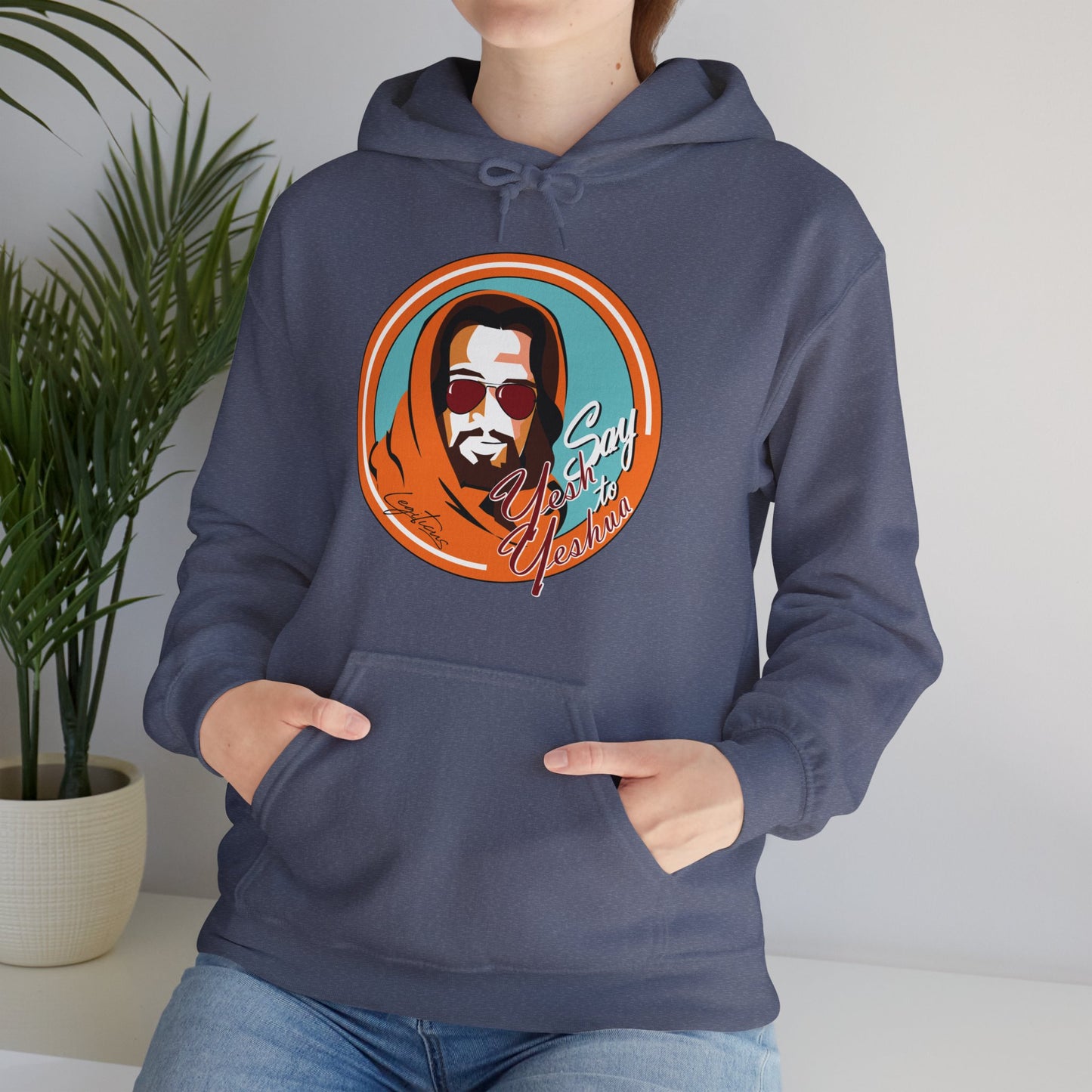 Say Yesh to Yeshua blue and orange  Hooded Sweatshirt