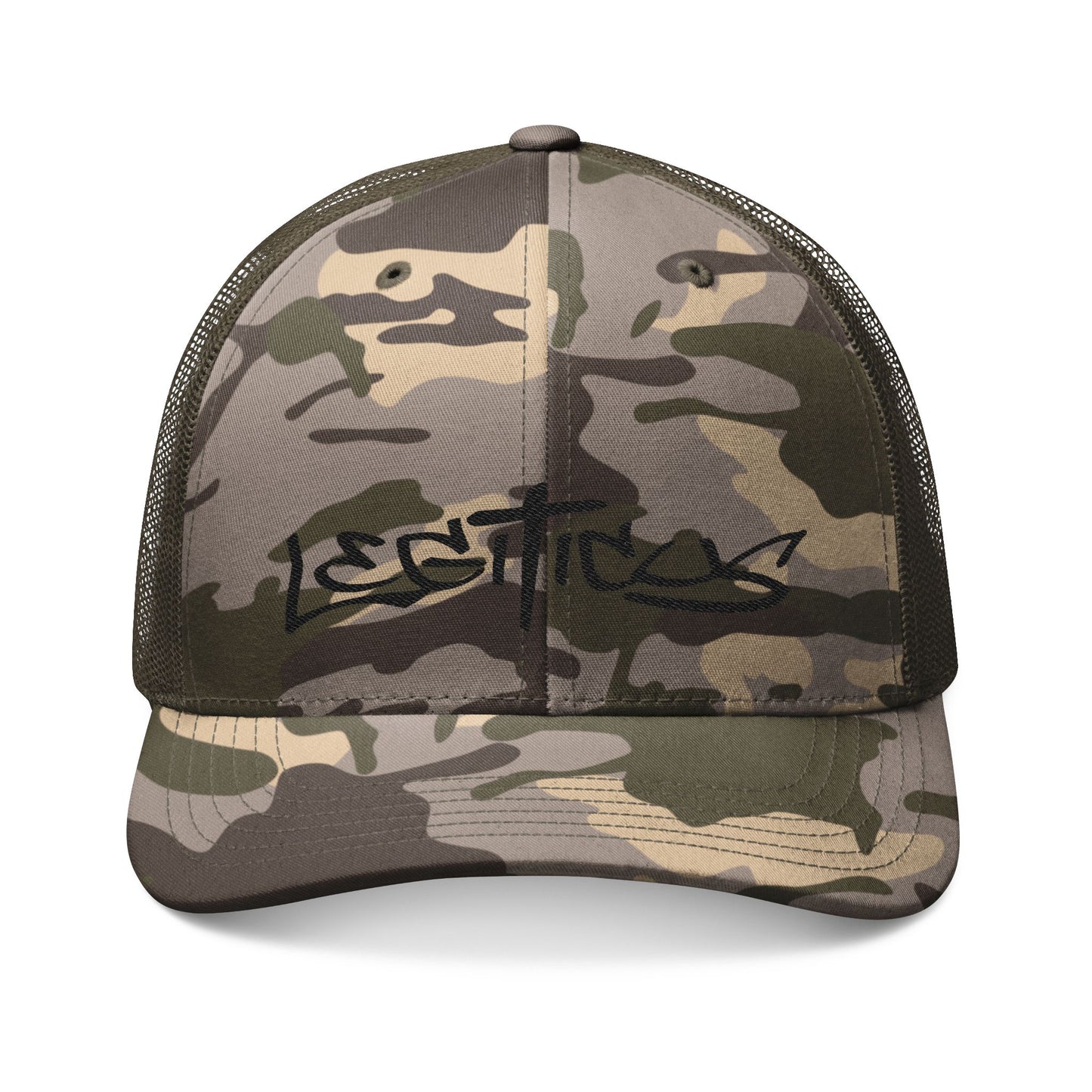 Legiticus Graffiti Logo Camouflage Trucker Hat (Embroidery)