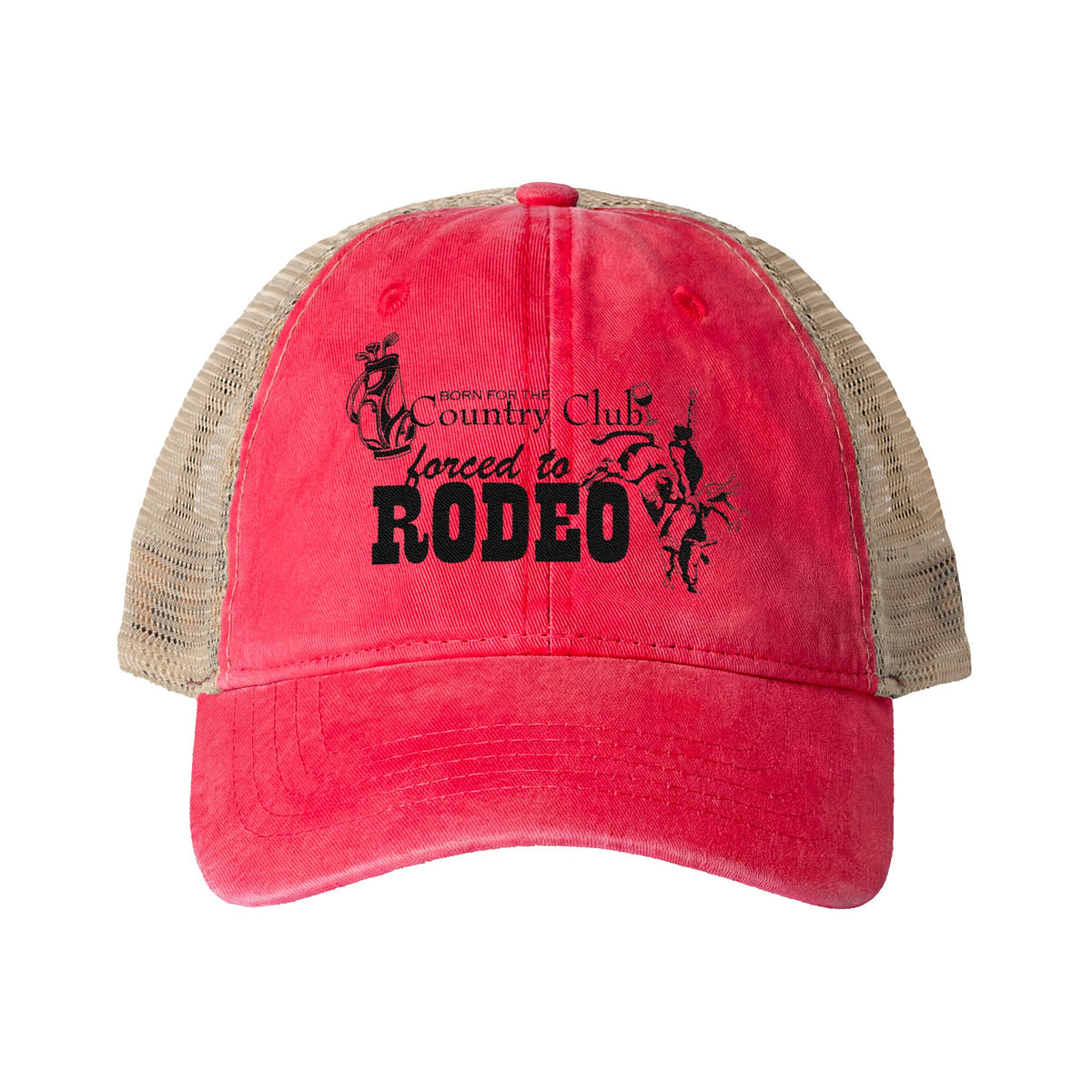 Born for the Country Club forced to Rodeo Women's Washed Mesh-Back Cap