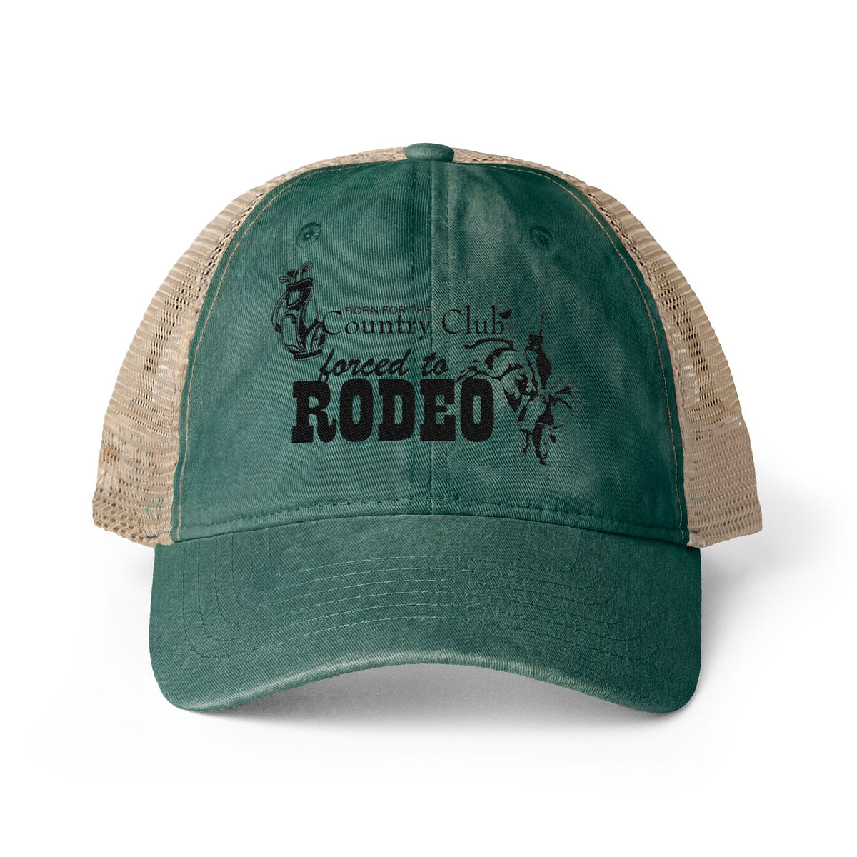 Born for the Country Club forced to Rodeo Women's Washed Mesh-Back Cap