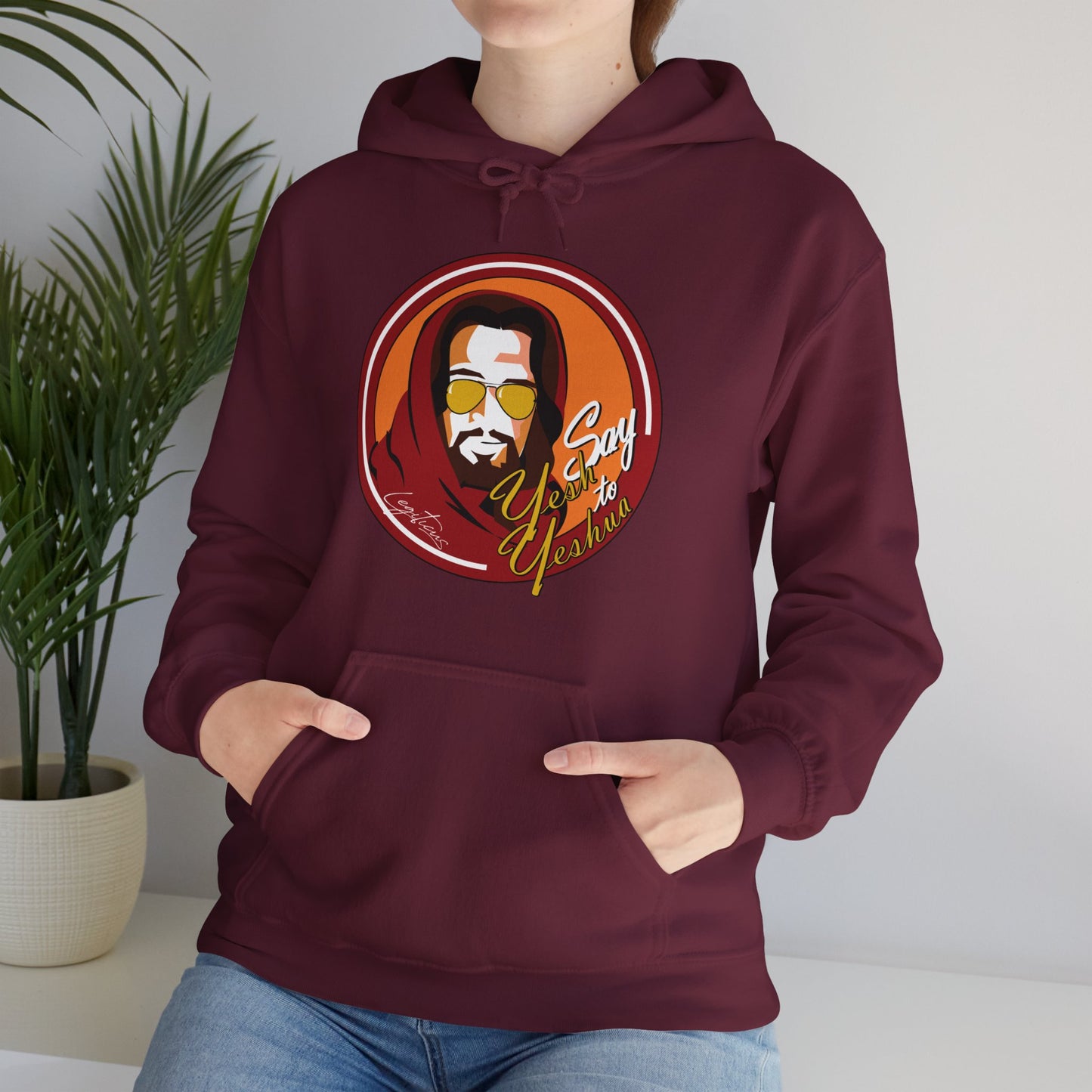 Say Yesh to Yeshua red and gold Hooded Sweatshirt