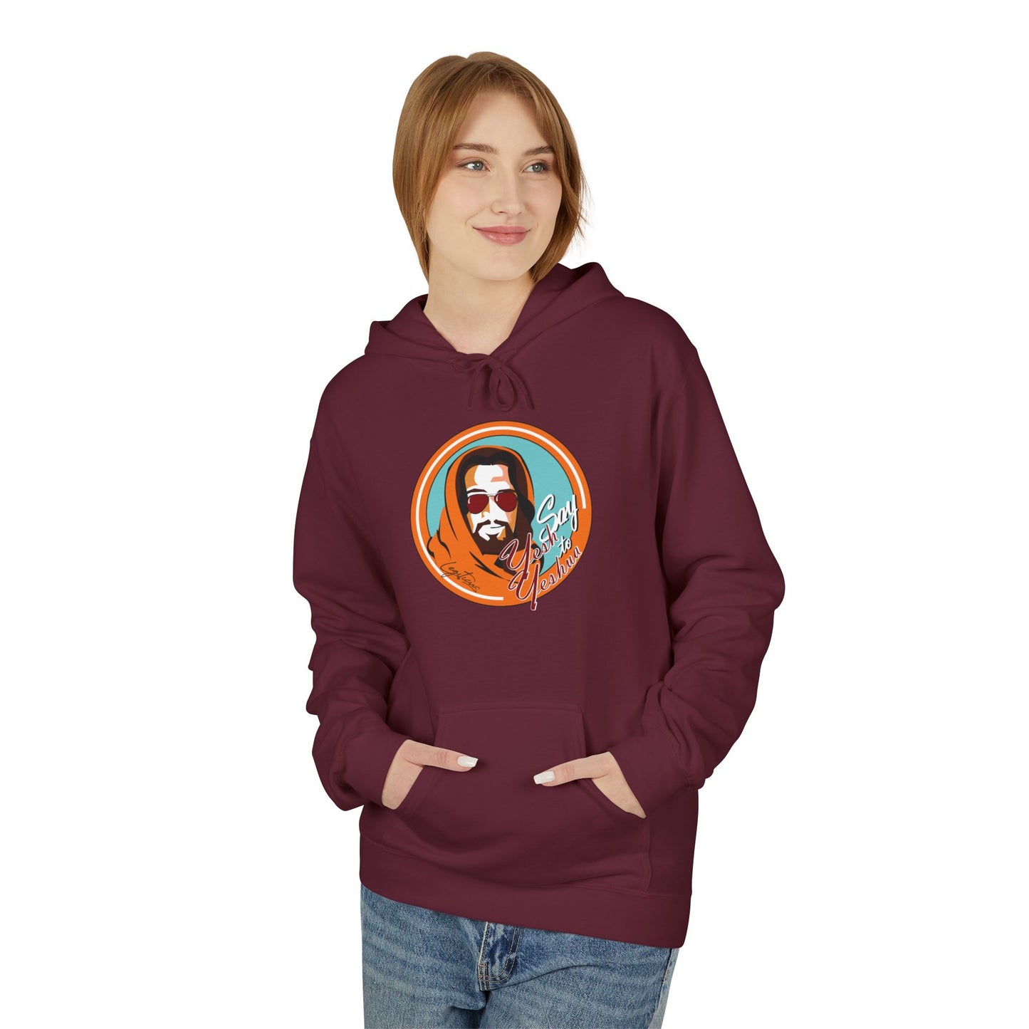 Say Yesh to Yeshua (orange) Unisex Midweight Softstyle Fleece Hoodie
