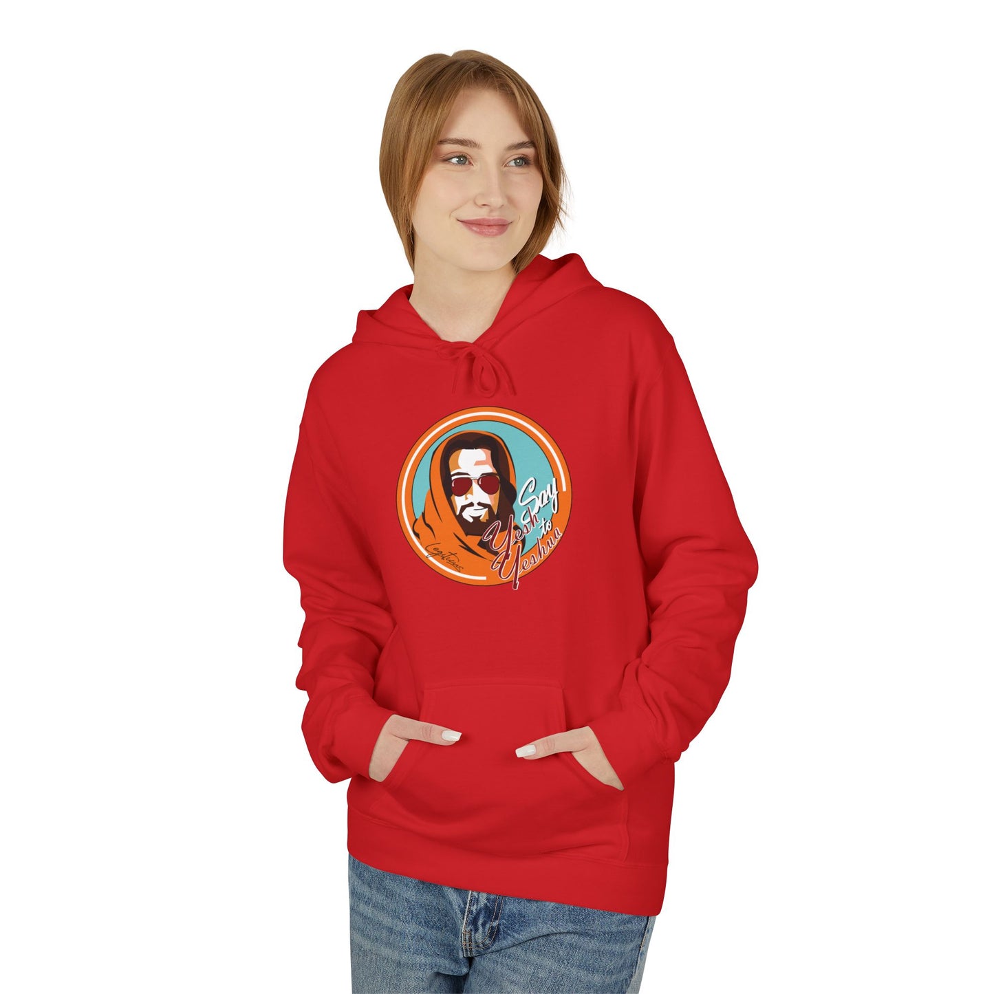 Say Yesh to Yeshua (orange) Unisex Midweight Softstyle Fleece Hoodie