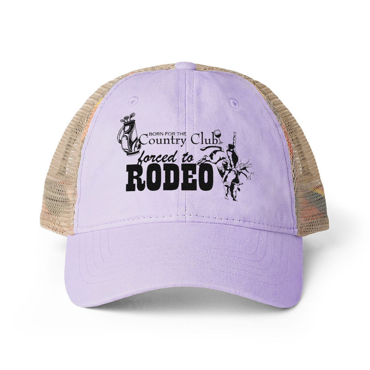 Born for the Country Club forced to Rodeo Women's Washed Mesh-Back Cap