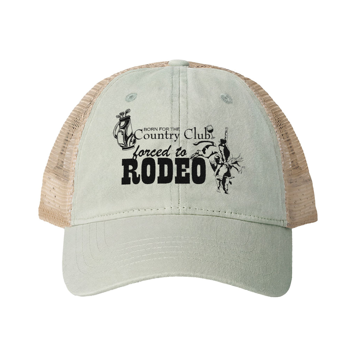 Born for the Country Club forced to Rodeo Women's Washed Mesh-Back Cap