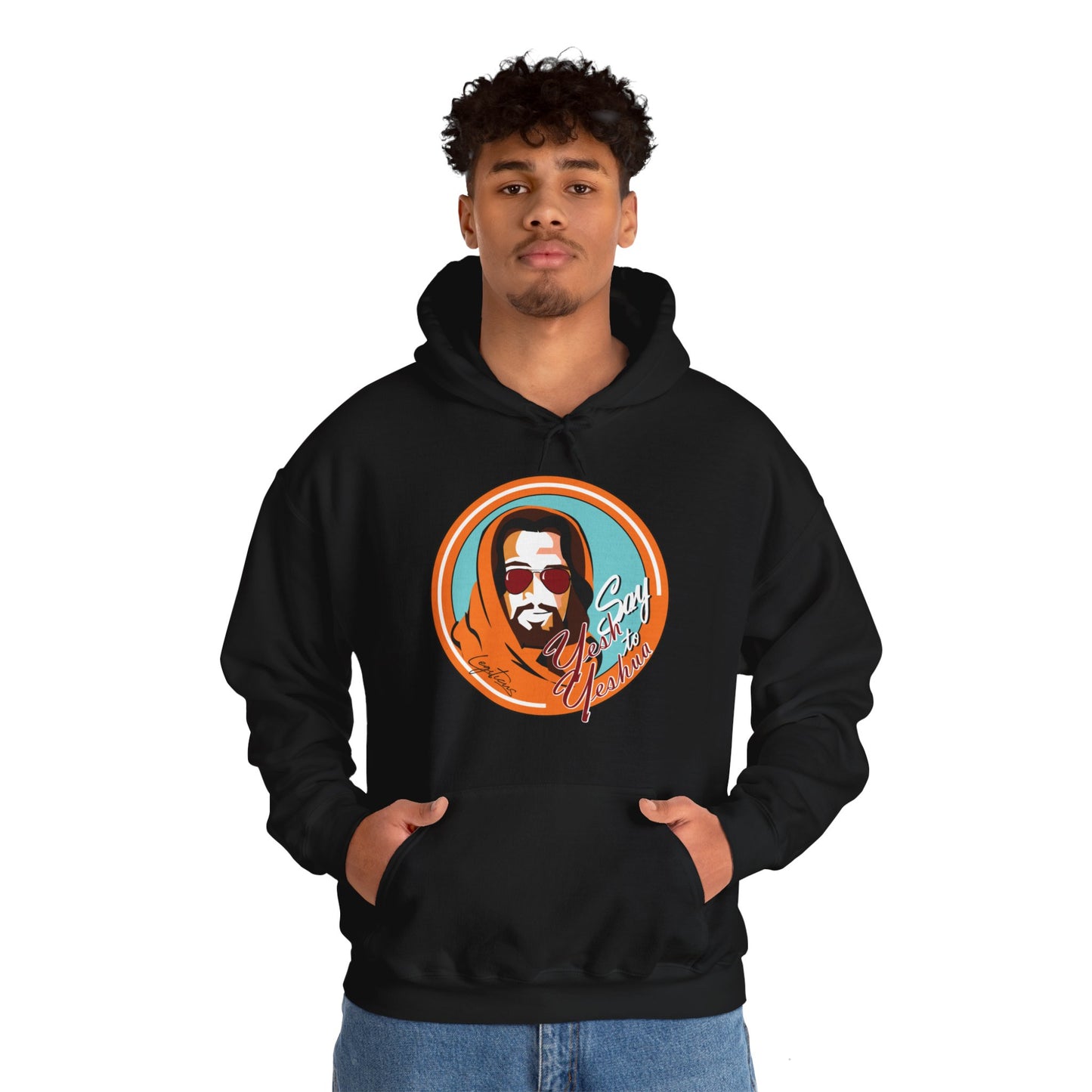 Say Yesh to Yeshua blue and orange  Hooded Sweatshirt